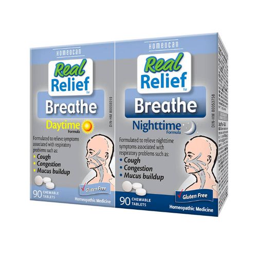 Homeocan, Real Relief, Breathe Day & Night, 180 Chewable Tablets