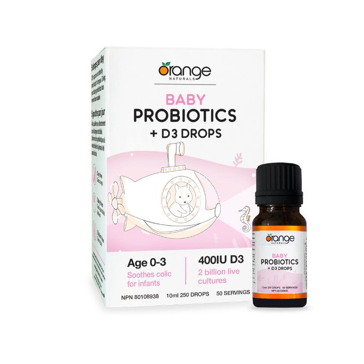 Orange Naturals, Baby Probiotics + D3 Drops, 10ml