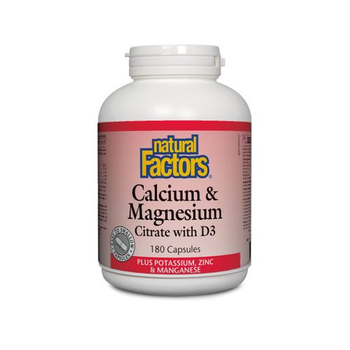 Natural Factors, Calcium /Magnesium Citrate with D3, 180 Capsules