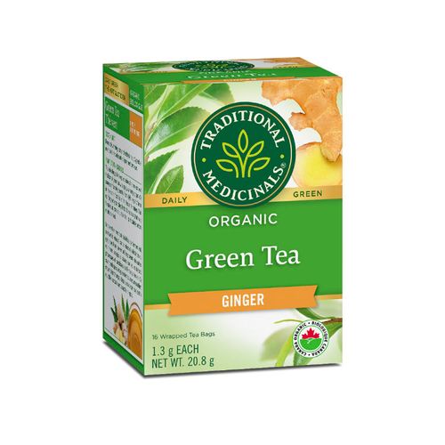 Traditional Medicinals, Organic Green Tea, Ginger, 16 Tea Bags