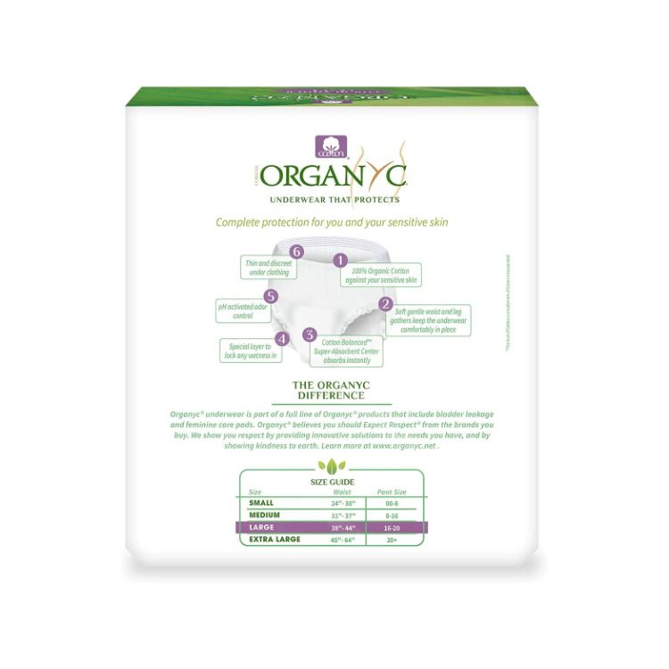 Organyc, Protective Underwear, Large, 12 Counts