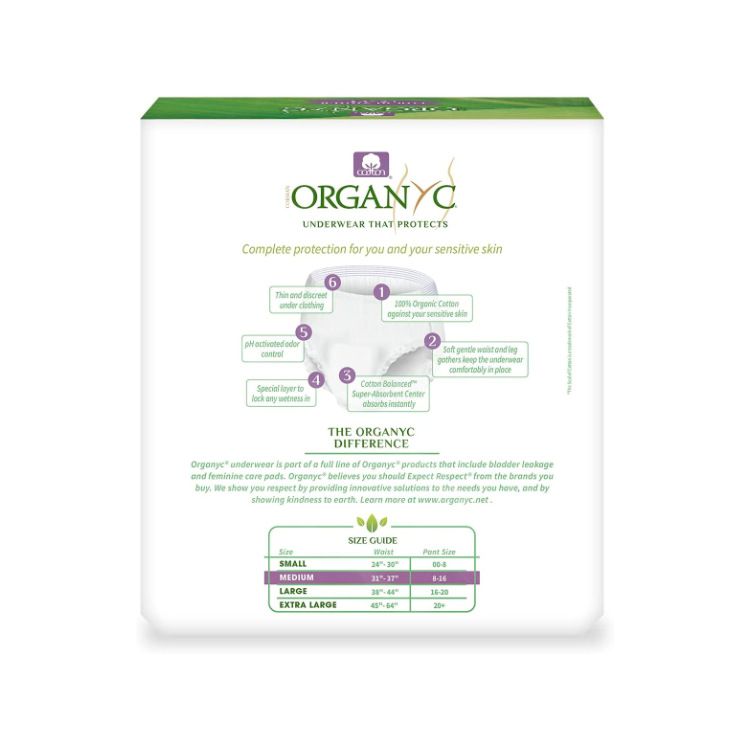 Organyc, Protective Underwear, Medium, 14 Counts