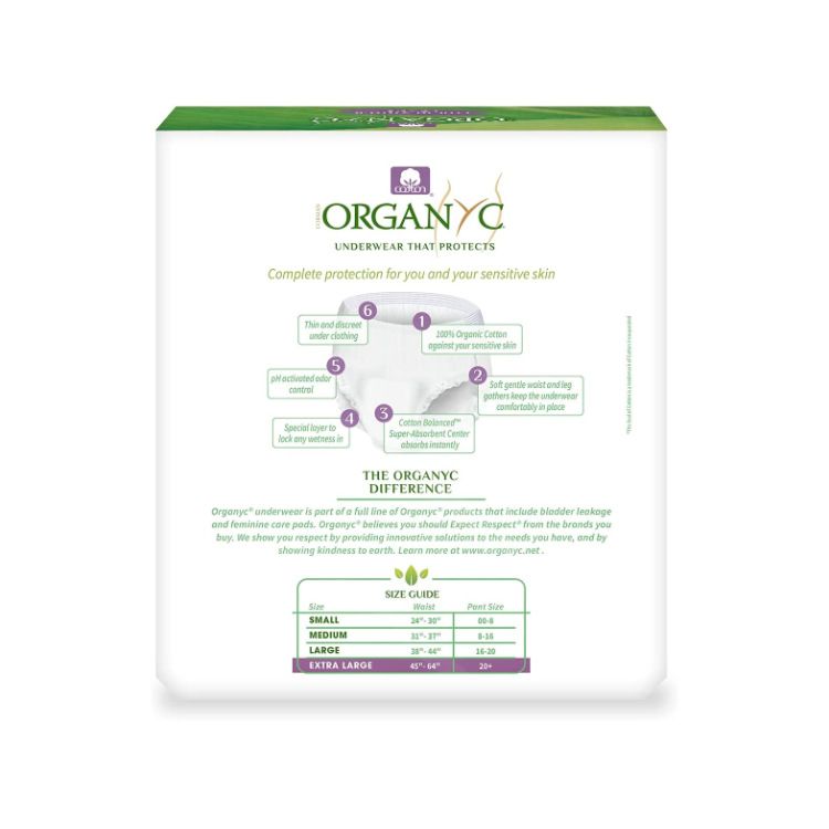 Organyc, Protective Underwear, X-Large, 12 Counts