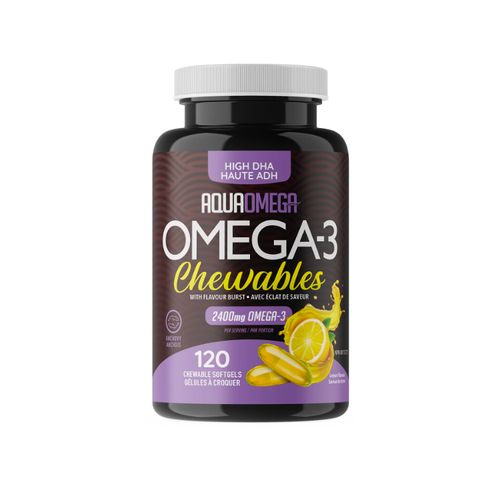 AquaOmega, High DHA Omega-3, Chewables, Lemon, 240 Softgels