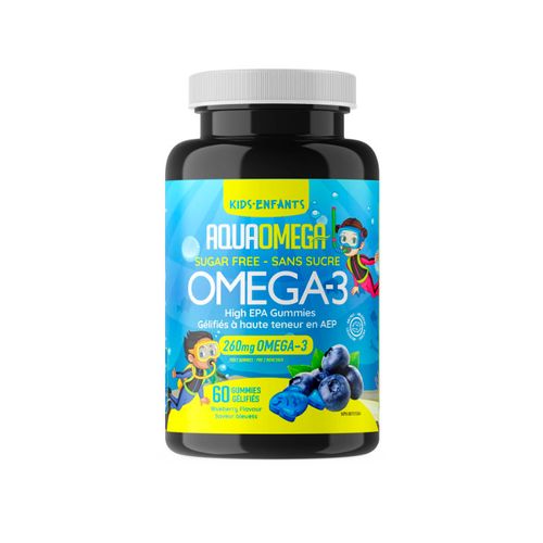 AquaOmega, High EPA Omega-3, Kids Gummies, Blueberry, 60 Gummies
