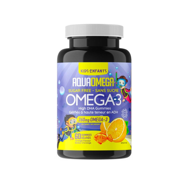 AquaOmega, High DHA Omega-3, Kids Gummies, Lemon, 60 Gummies