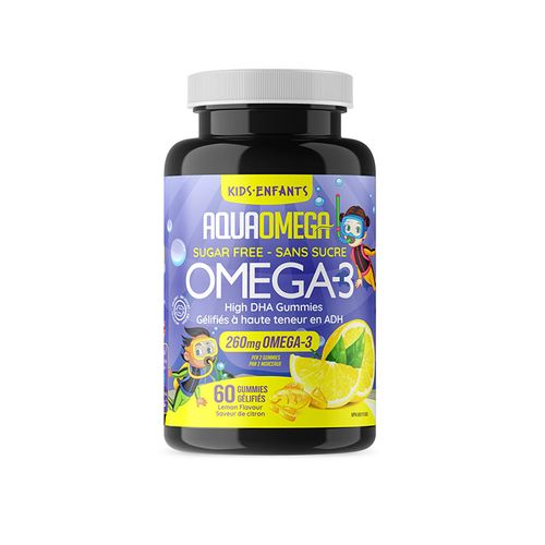 AquaOmega, High DHA Omega-3, Kids Gummies, Lemon, 60 Gummies