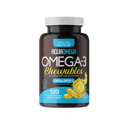 AquaOmega, High EPA Omega-3, Chewables, Lemon, 120 Softgels