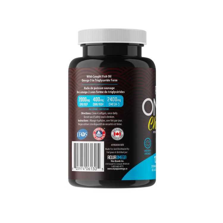 AquaOmega, High EPA Omega-3, Chewables, Lemon, 120 Softgels