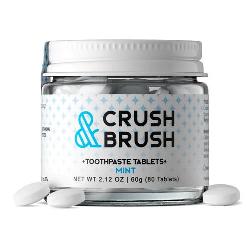 加拿大Crush and Brush便携牙膏片 80片 薄荷味 有无牙刷均可使用