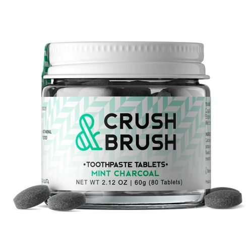 加拿大Crush and Brush便携牙膏片 80片 活性碳薄荷味 有无牙刷均可使用