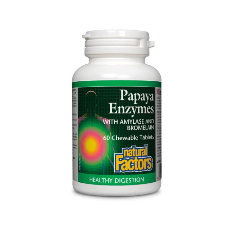 Natural Factors, Papaya Enzymes with Amylase and Bromelain, 60 Chewable Tablets