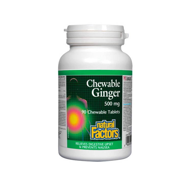 Natural Factors, Chewable Ginger, 500 mg, 90 Chewable Tablets