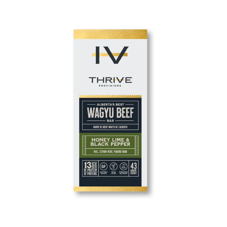 加拿大Thrive Provisions和牛能量棒 蜂蜜柠檬胡椒味 12根小包装 每根含13克蛋白质