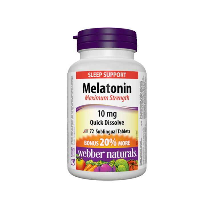 Webber Naturals, Extra Strength Melatonin, Quick Dissolve, 10 mg, 72 Tablets