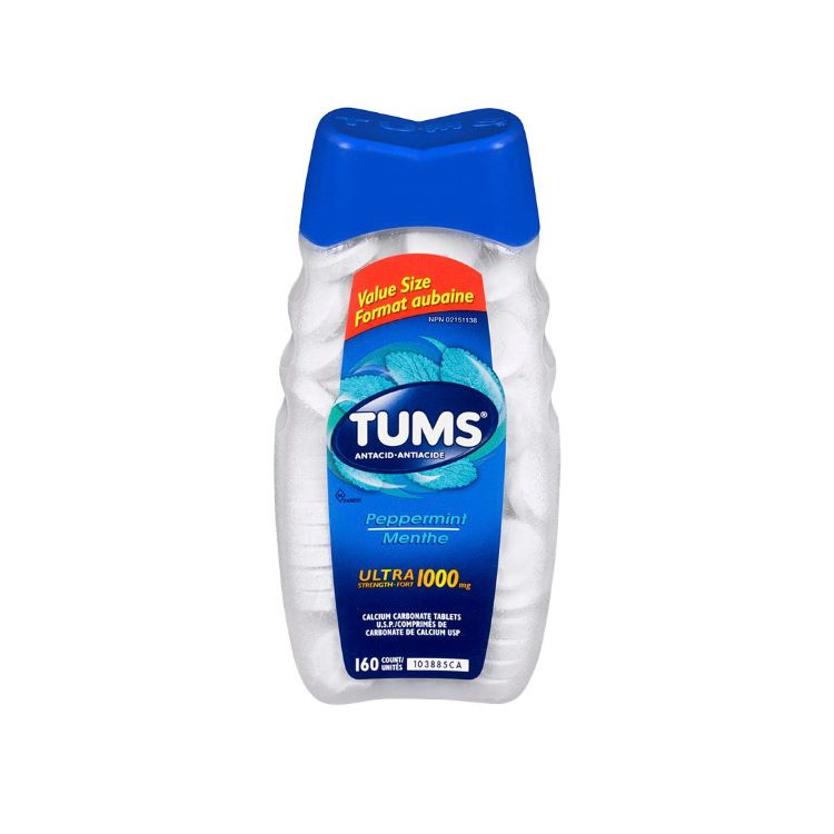加拿大TUMS强效版抗胃酸咀嚼片 160片/1000mg 薄荷味 缓解胃酸过多 孕期中老年人均可服用
