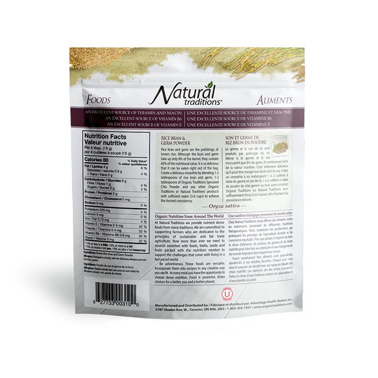Natural Traditions, Rice Bran & Germ Solubles, 200 g
