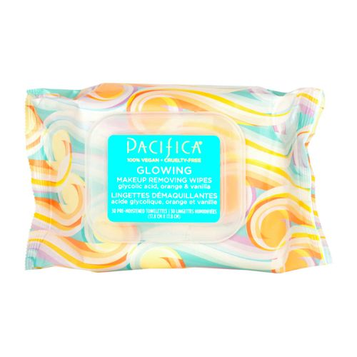 Pacifica, Makeup Removing Wipes, Glowing Glycolic Acid, Orange & Vanilla, 30s