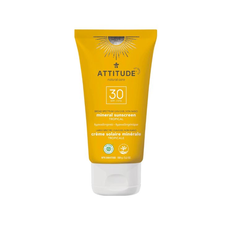 Attitude, Mineral Sunscreen, SPF 30, Adult, Tropical, 150g Lifeplus