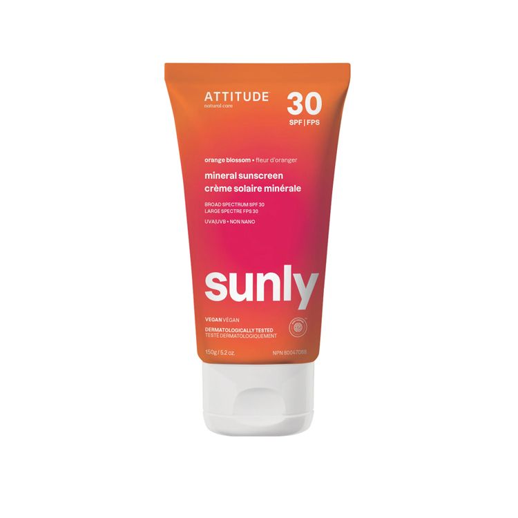 Attitude, Sunly Mineral Sunscreen, SPF 30, Adult, Orange Blossom, 150g