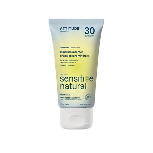 Attitude, Mineral Sunscreen, SPF 30, Adult, Sensitive Natural, 150g