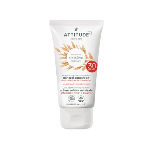 Attitude, Mineral Sunscreen, SPF 30, Adult, Sensitive Skin, 150g