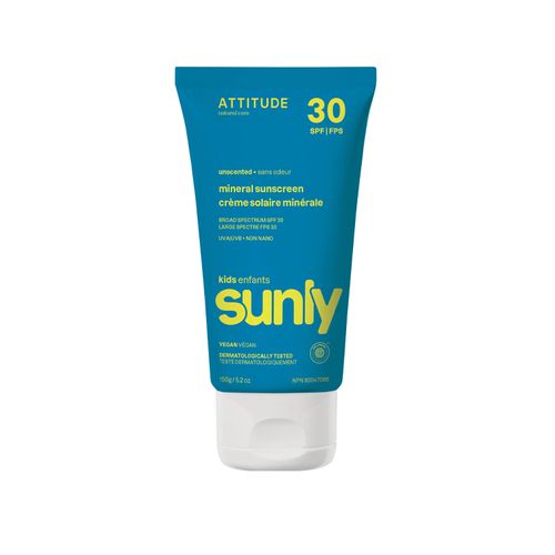 Attitude, Sunly Mineral Sunscreen, SPF 30, Baby/Kids, Fragrance-free, 150g