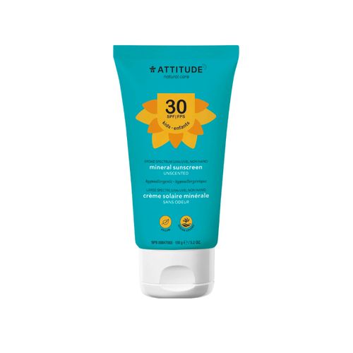 Attitude, Mineral Sunscreen, SPF 30, Baby/Kids, Fragrance-free, 150g
