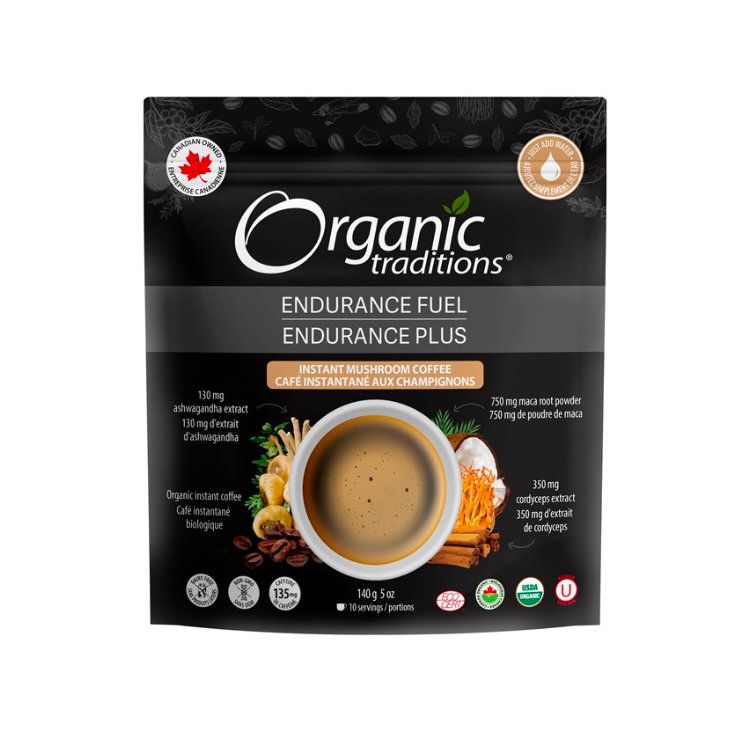 美国Organic Traditions速溶蘑菇精华咖啡粉 能量咖啡 140克 含南非醉茄/玛卡/冬虫夏草配方
