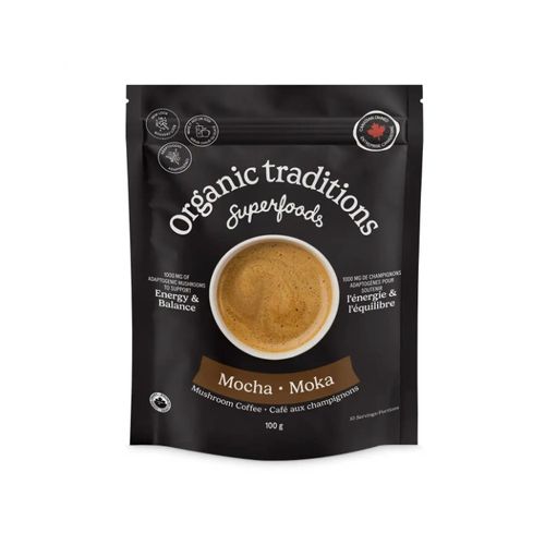 Organic Traditions, Mocha, 5 Mushroom Coffee Blend, 100g