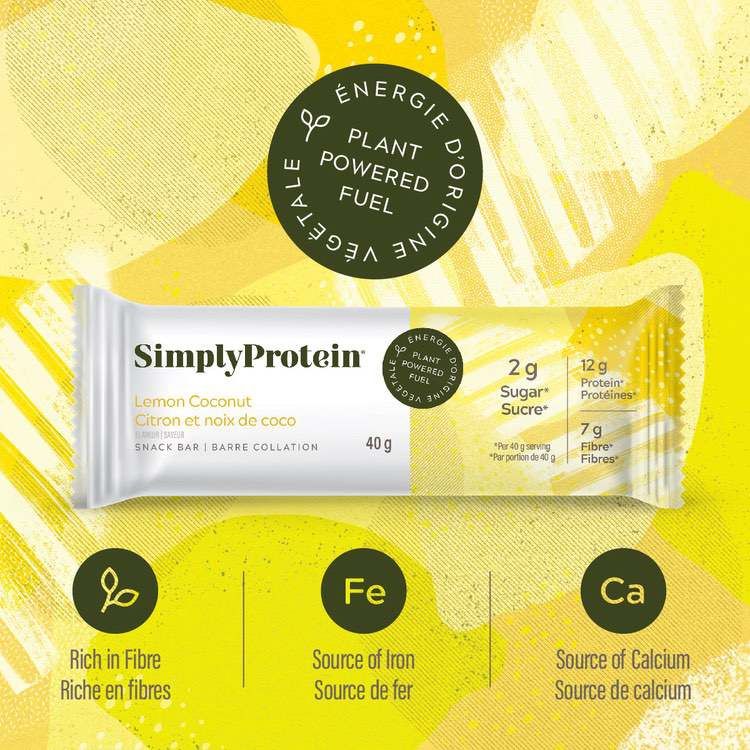 加拿大SimplyProtein蛋白能量棒 柠檬椰子味 40g*12支装 每根含12克蛋白质2克糖 富含纤维