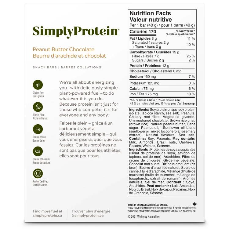 SimplyProtein, Snack bar, Peanut Butter Chocolate, 12*40g