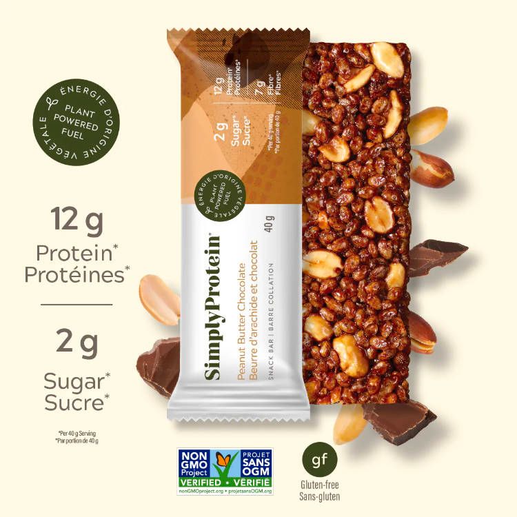 加拿大SimplyProtein蛋白能量棒 花生酱巧克力味 40g*12支装 每根含12克蛋白质2克糖 富含纤维