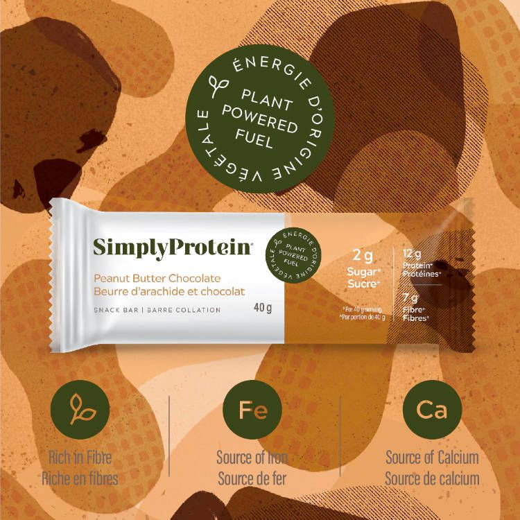 加拿大SimplyProtein蛋白能量棒 花生酱巧克力味 40g*12支装 每根含12克蛋白质2克糖 富含纤维