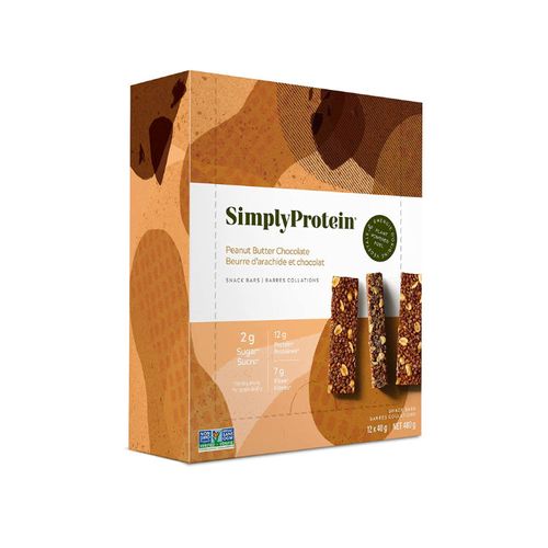 加拿大SimplyProtein蛋白能量棒 花生酱巧克力味 40g*12支装 每根含12克蛋白质2克糖 富含纤维