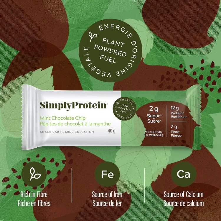 加拿大SimplyProtein蛋白能量棒 薄荷巧克力味 40g*12支装 每根含12克蛋白质2克糖 富含纤维