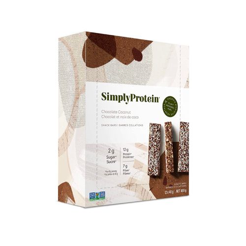 加拿大SimplyProtein蛋白能量棒 巧克力椰子味 40g*12支装 每根含12克蛋白质2克糖 富含纤维