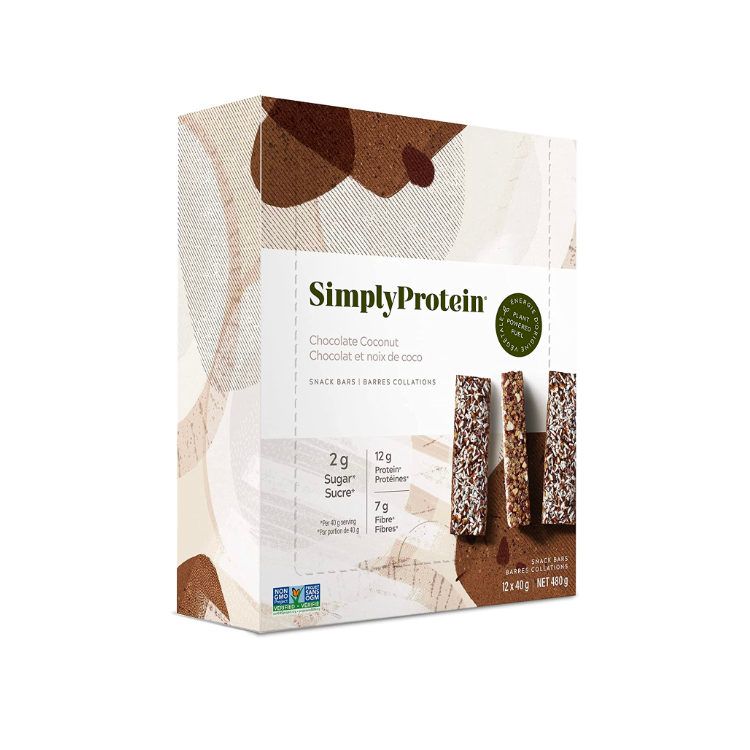 加拿大SimplyProtein蛋白能量棒 巧克力椰子味 40g*12支装 每根含12克蛋白质2克糖 富含纤维