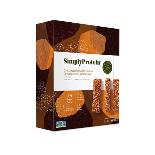 加拿大SimplyProtein蛋白能量棒 黑巧焦糖味 40g*12支装 每根含12克蛋白质2克糖 富含纤维