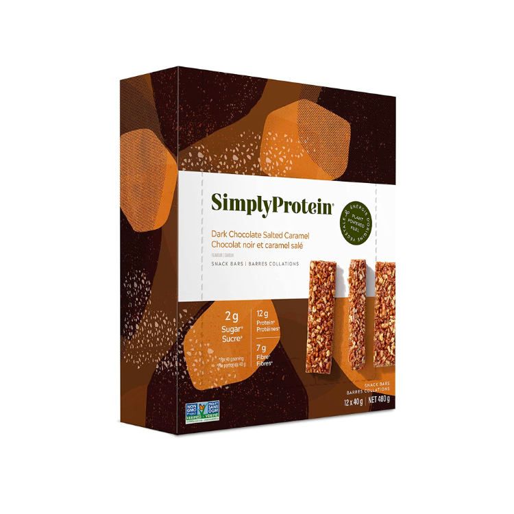 加拿大SimplyProtein蛋白能量棒 黑巧焦糖味 40g*12支装 每根含12克蛋白质2克糖 富含纤维
