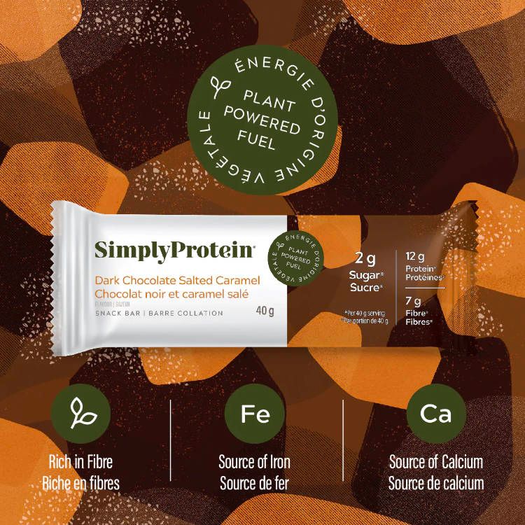 加拿大SimplyProtein蛋白能量棒 黑巧焦糖味 40g*12支装 每根含12克蛋白质2克糖 富含纤维