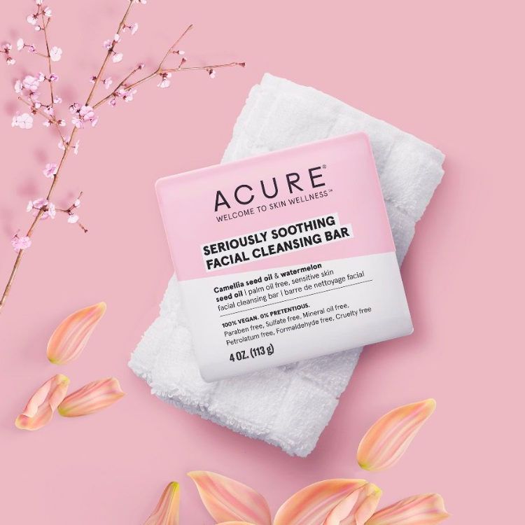 Acure, Seriously Soothing Facial Cleansing Bar, Camellia Seed Oil & Watermelon Seed Oil, 113g