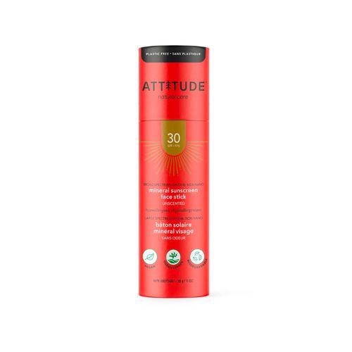 Attitude, Mineral Sunscreen Stick, SPF 30, Fragrance-free, 30g