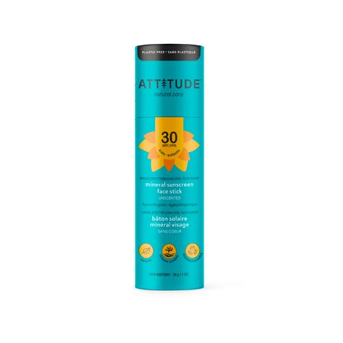 Attitude, Mineral Sunscreen Face Stick, Baby&Kids, SPF 30, Fragrance-free, 30g