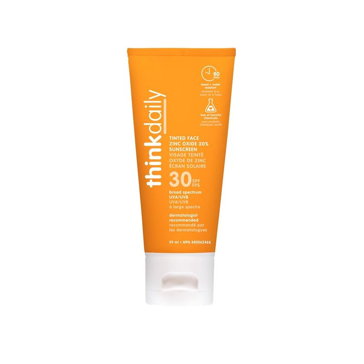 美国Thinksport矿物脸部防晒霜 SPF30 59毫升旅行装 贴近肤色无痕迹 80分钟耐水性 适合每日使用