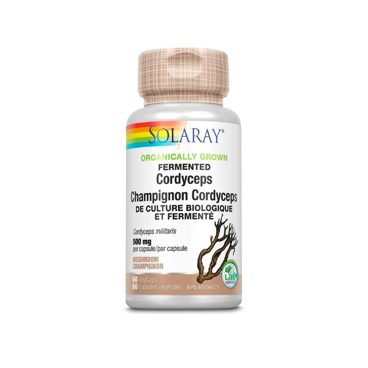 美国Solaray有机虫草胶囊 500毫克/60粒 发酵形式易吸收 促进血液循环 提升精力和运动表现