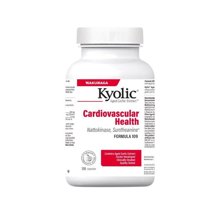 美国Kyolic有机陈化大蒜血压稳定胶囊 120粒 添加纳豆激酶茶氨酸 控制血压维持正常水平 降低血脂