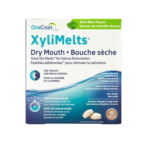 加拿大Oral Science医用木糖醇溶解片 柔和薄荷味 40片 缓解口腔干燥症 增加口腔唾液 日间夜间可用
