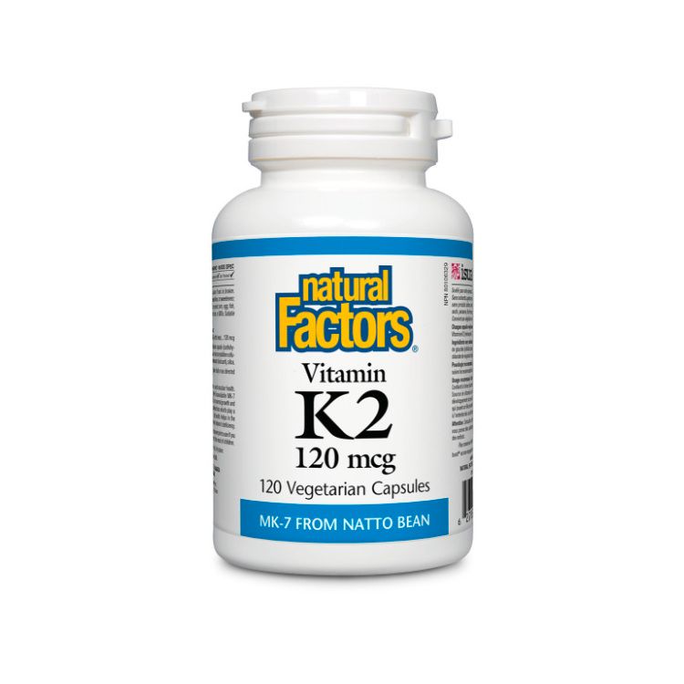 加拿大Natural Factors维生素K2 120微克/120粒 纳豆提取 MK-7最佳生物活性形式 护心健骨