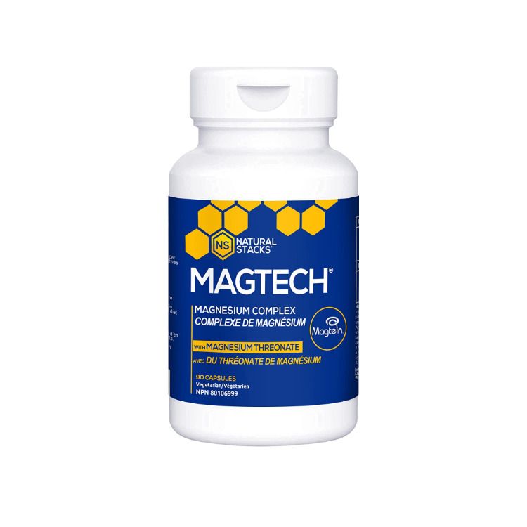 美国Natural Stacks Magtech最强复合镁胶囊 90粒 L-苏糖酸镁/牛磺酸镁/甘氨酸镁超强组合 预防大脑衰老 安神助眠